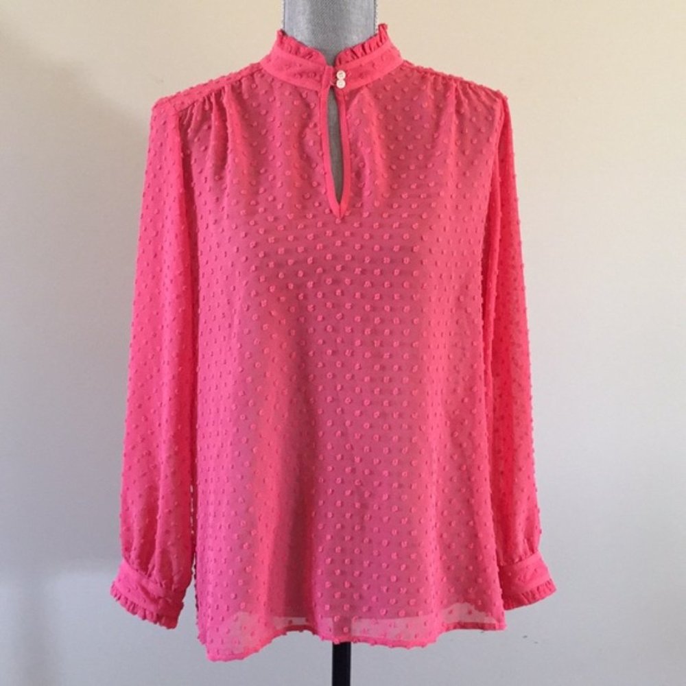 (J. Crew) Sheer Coral Blouse